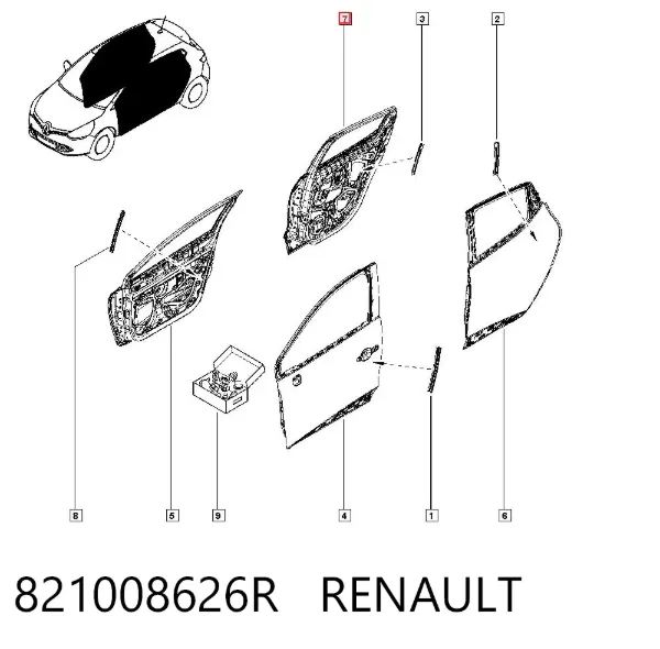 Porta traseira direita 821008626R Renault (RVI)