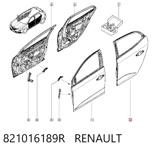 Porta traseira esquerda 821016189R Renault (RVI)