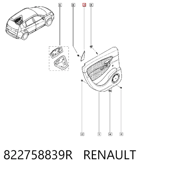 Revestimento (cobrimento) interno da porta traseira esquerda 822758839R Renault (RVI)