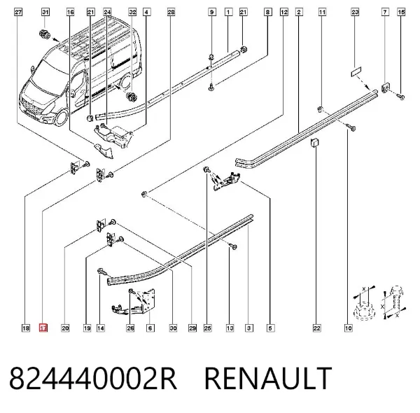 Limitador da porta deslizante, na carroçaria superior 824440002R Renault (RVI)