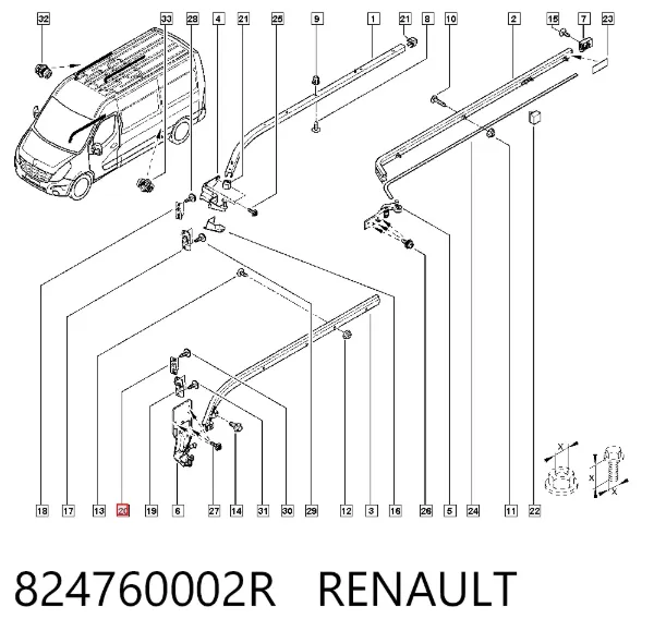 Limitador da porta deslizante, na carroçaria inferior 93167781 General Motors