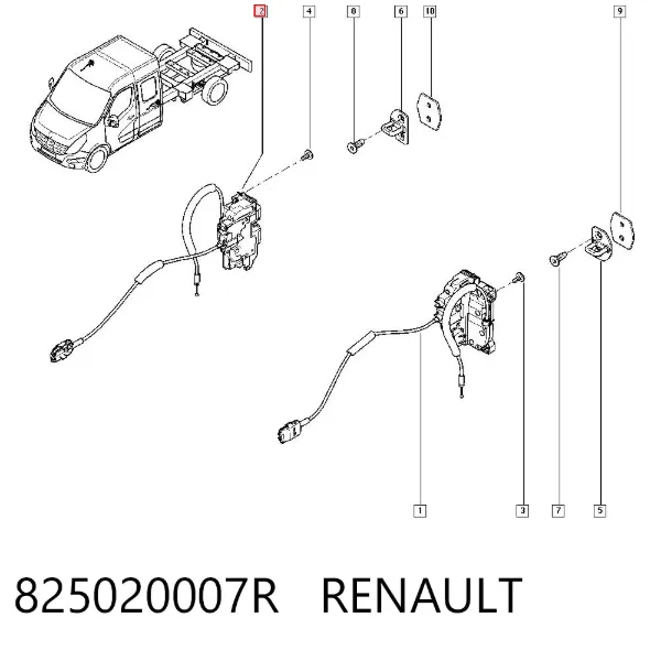 Fecho da porta dianteira direita 825020007R Renault (RVI)