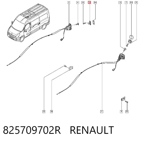 Gozno de garra (parte complementar) de fecho da porta deslizante 825709702R Renault (RVI)