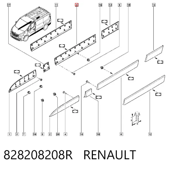 Moldura da porta lateral (deslizante) 828208208R Renault (RVI)