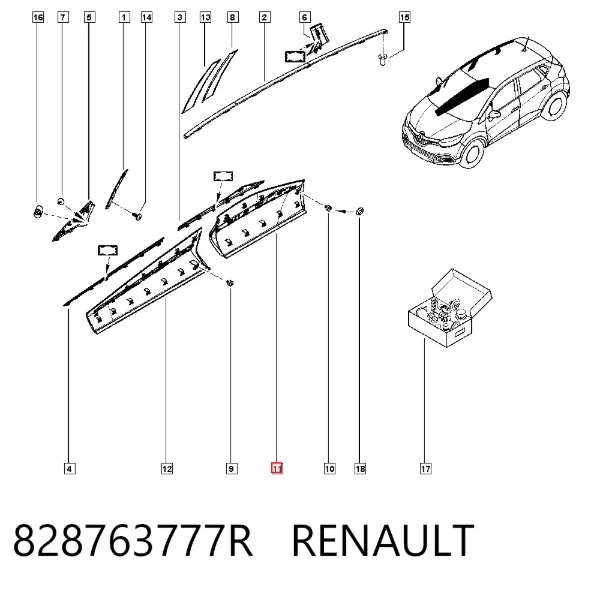 Placa sobreposta da porta traseira direita 828763777R Renault (RVI)