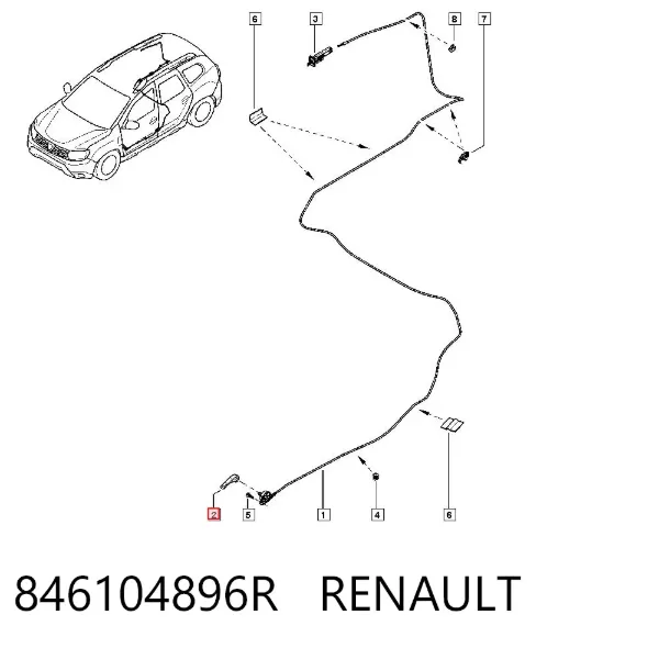 Puxador de abertura do fecho (do alcapão) do tanque de combustível 846104896R Renault (RVI)