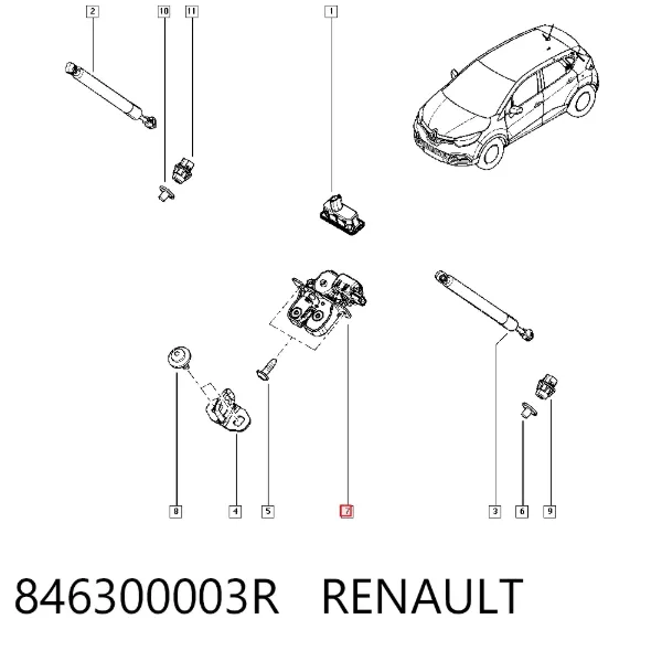 Fecho de tampa de porta-malas (de 3ª/5ª porta traseira) 846300003R Renault (RVI)
