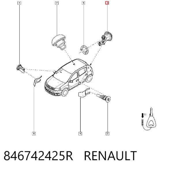 Trinco de fecho de porta-malas (de 3ª/5ª porta traseira) 846742425R Renault (RVI)