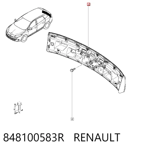Placa sobreposta de porta-malas (de 3ª/5ª porta traseira) 848100583R Renault (RVI)