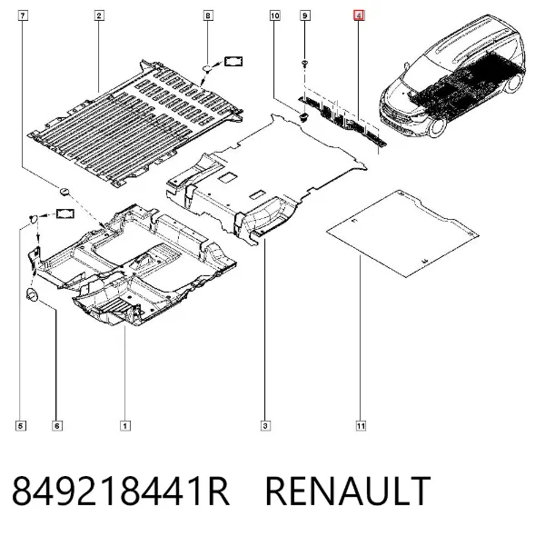 Placa sobreposta inferior de porta-malas (de 3ª/5ª porta traseira) 849218441R Renault (RVI)
