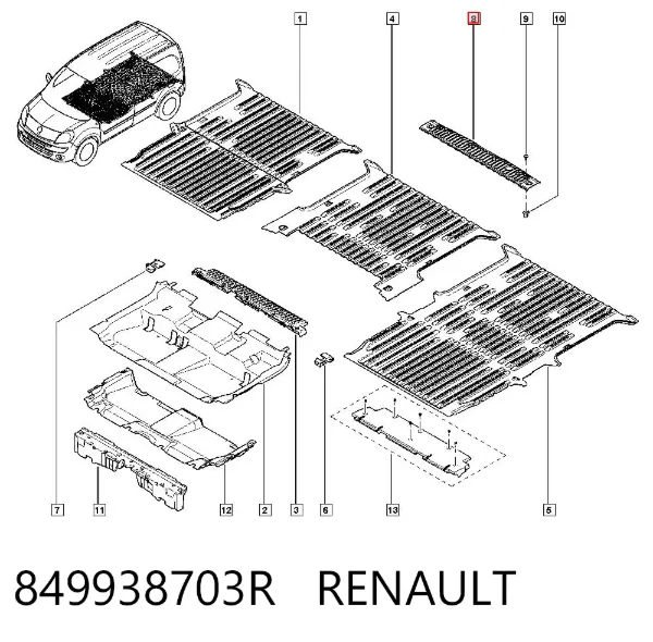 Placa sobreposta do pára-choque traseiro superior de proteção (degrau-grampo dobrável) 849938703R Renault (RVI)