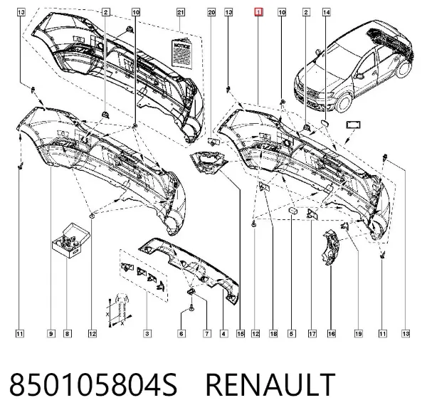 Pára-choque traseiro 850105804S Renault (RVI)