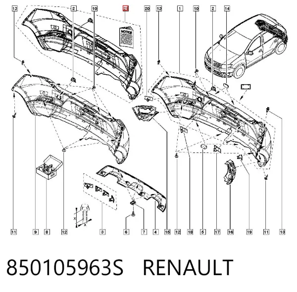 Pára-choque traseiro 850105963S Renault (RVI)