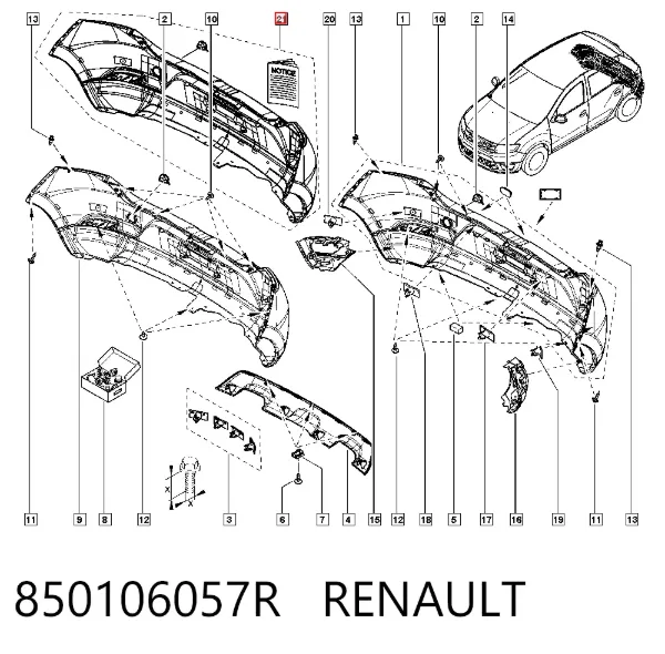 Pára-choque traseiro 850106057R Renault (RVI)
