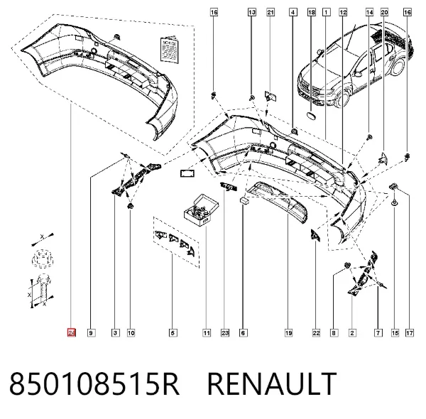 Pára-choque traseiro 850108515R Renault (RVI)