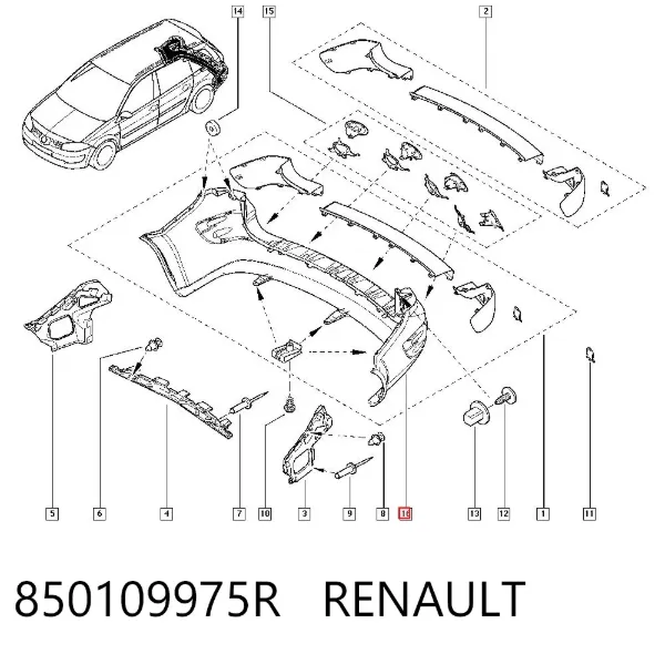 Pára-choque traseiro Renault Megane II