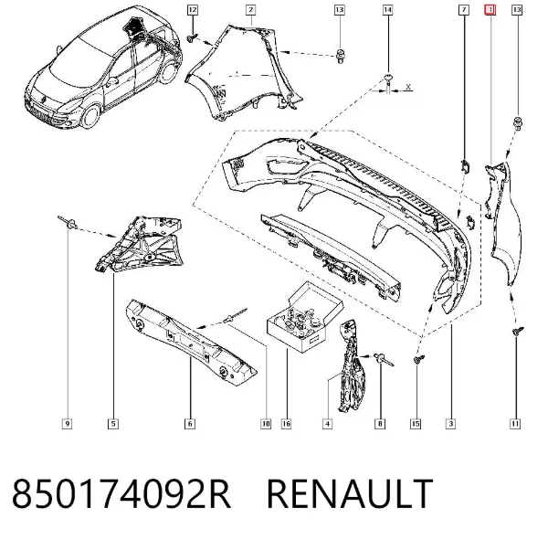 Pára-choque traseiro, parte esquerda 850174092R Renault (RVI)