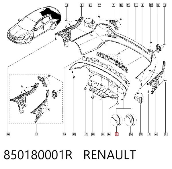 Pára-choque traseiro, parte inferior 850180001R Renault (RVI)