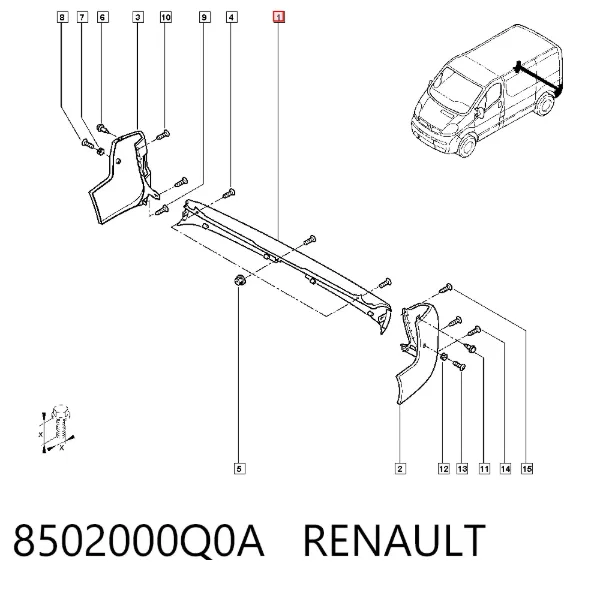 Pára-choque traseiro, parte central 8502000Q0A Renault (RVI)