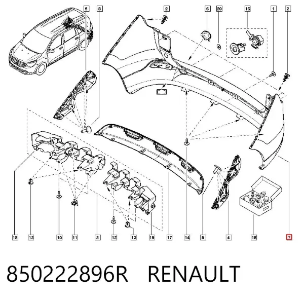 Pára-choque traseiro 850222896R Renault (RVI)