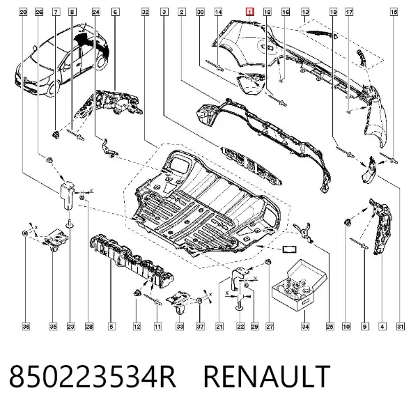 Pára-choque traseiro 850223534R Renault (RVI)