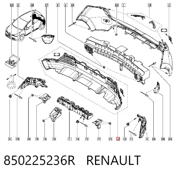 Pára-choque traseiro, parte inferior 850225236R Renault (RVI)