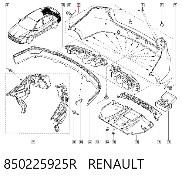 Pára-choque traseiro 850225925R Renault (RVI)