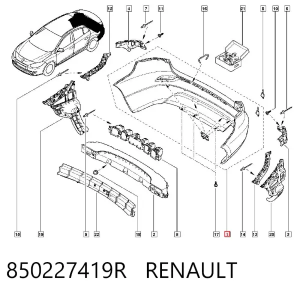 Pára-choque traseiro 850227419R Renault (RVI)