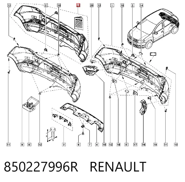 Pára-choque traseiro 850227996R Renault (RVI)
