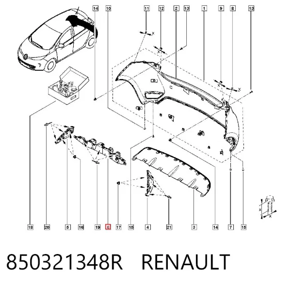 Consola central do pára-choque traseiro 850321348R Renault (RVI)