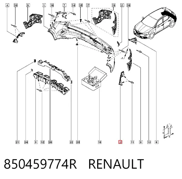 Consola esquerda do pára-choque traseiro 850459774R Renault (RVI)