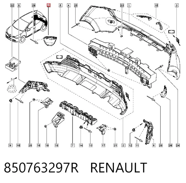 Spoiler do pára-choque traseiro 850763297R Renault (RVI)