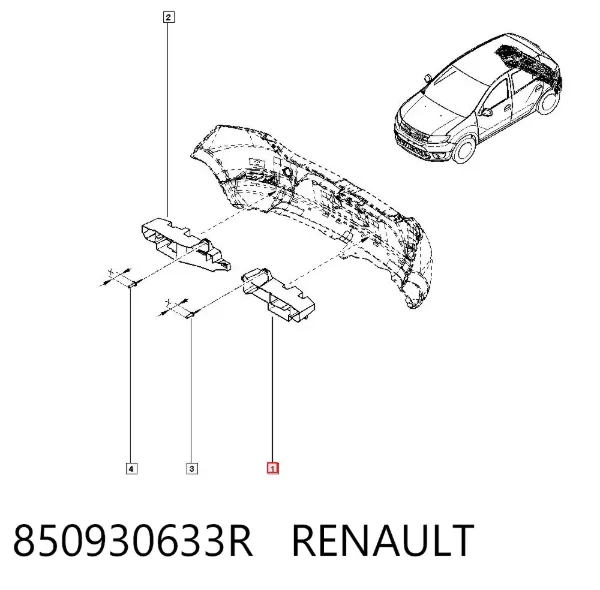 Absorvedor (enchido) do pára-choque traseiro 850930633R Renault (RVI)