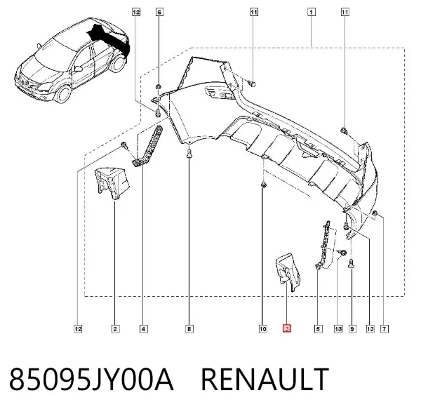 Reforçador do pára-choque traseiro Renault Koleos HY0