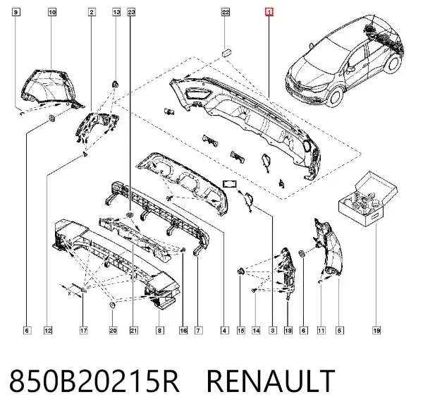 Pára-choque traseiro, parte inferior 850B20215R Renault (RVI)