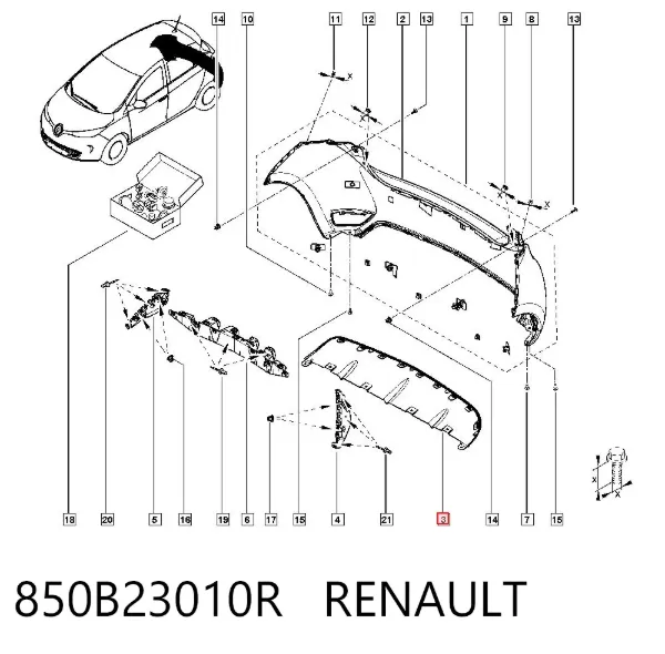 Spoiler do pára-choque traseiro 850B23010R Renault (RVI)