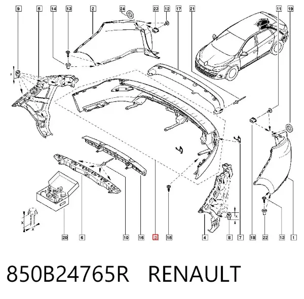 Pára-choque traseiro, parte inferior 850B24765R Renault (RVI)