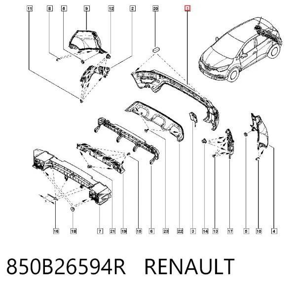 Pára-choque traseiro 850B26594R Renault (RVI)