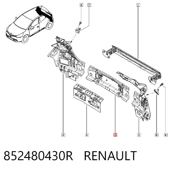 Painel traseiro da seção de bagagem 852480430R Renault (RVI)