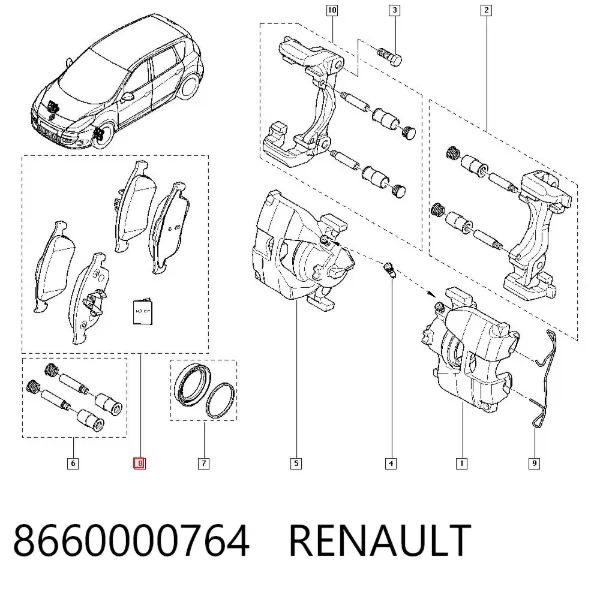 Sapatas do freio dianteiras de disco 8660000764 Renault (RVI)