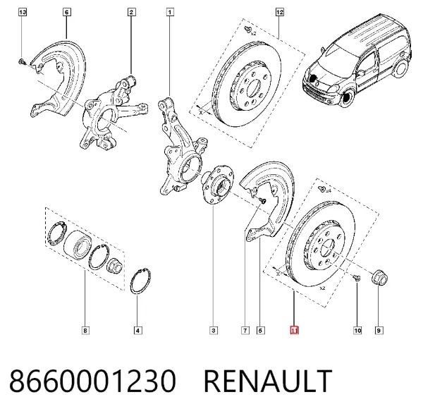 Disco do freio dianteiro 8660001230 Renault (RVI)