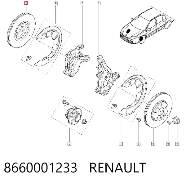 Disco do freio dianteiro 8660001233 Renault (RVI)