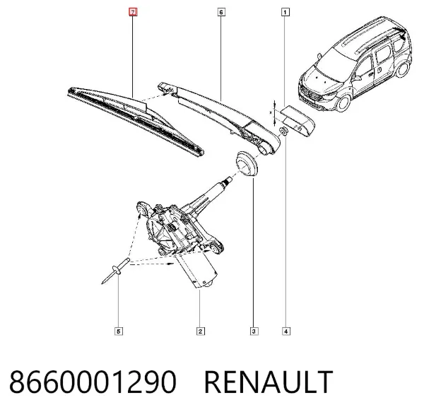 Limpa-pára-brisas de vidro traseiro 8660001290 Renault (RVI)
