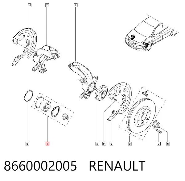 Rolamento de cubo dianteiro 8660002005 Renault (RVI)