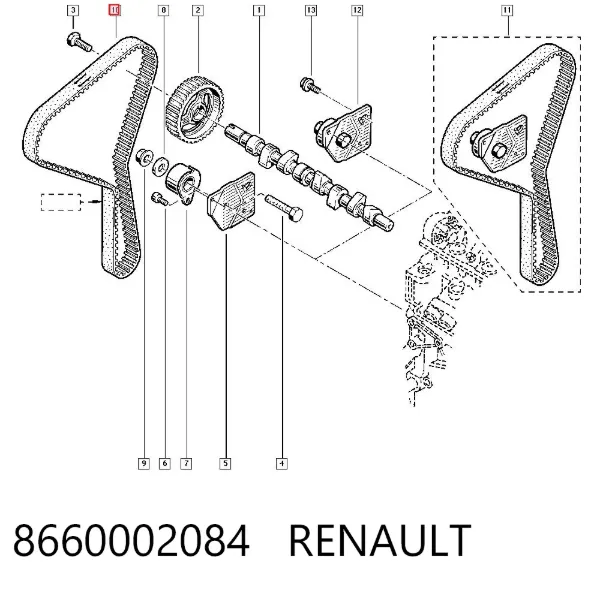 Correia do mecanismo de distribuição de gás 8660002084 Renault (RVI)