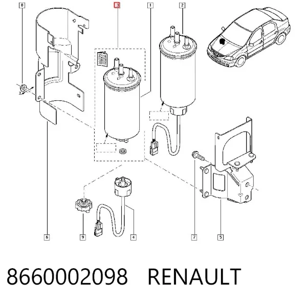 Filtro de combustível 8660002098 Renault (RVI)