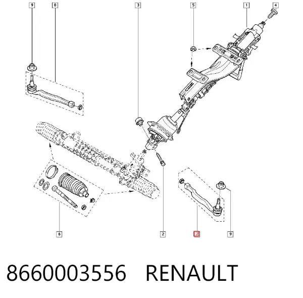 Ponta externa da barra de direção 8660003556 Renault (RVI)