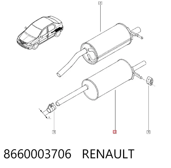 Silenciador, parte traseira 8660003706 Renault (RVI)
