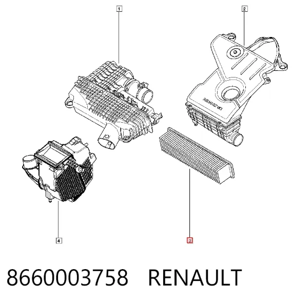 Filtro de ar 8660003758 Renault (RVI)