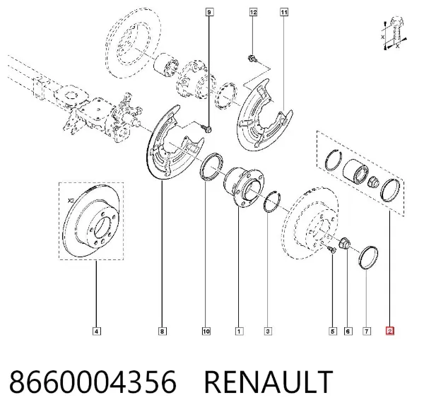 Rolamento de cubo traseiro 8660004356 Renault (RVI)